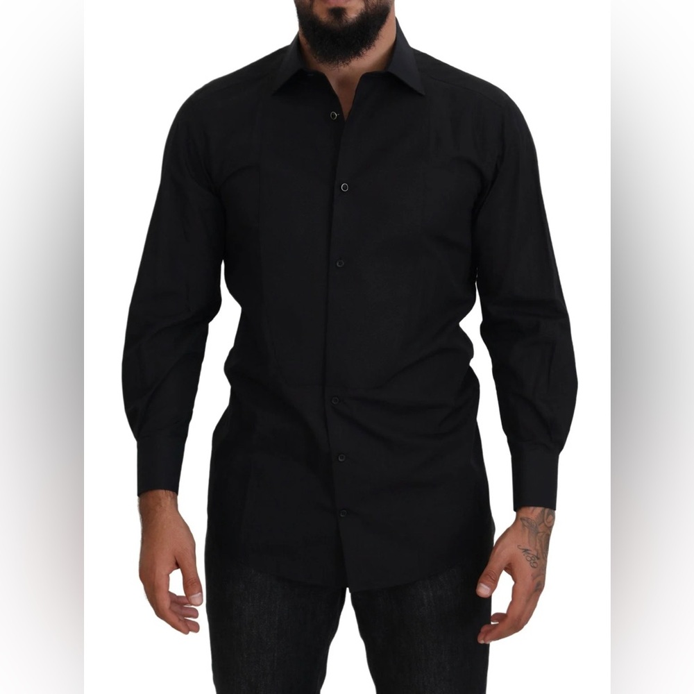 Dolce & Gabbana Black GOLD Cotton Collared Long Sleeve dress shirt sz.15 3/4-40